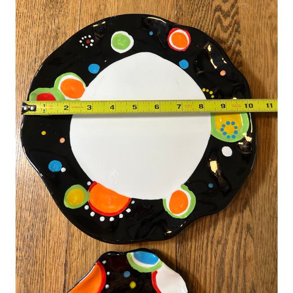 Vintage Ganz Bella Casa Plate Set Abstract Flower Scalloped Ruffle Edge 80’s - Picture 3 of 7